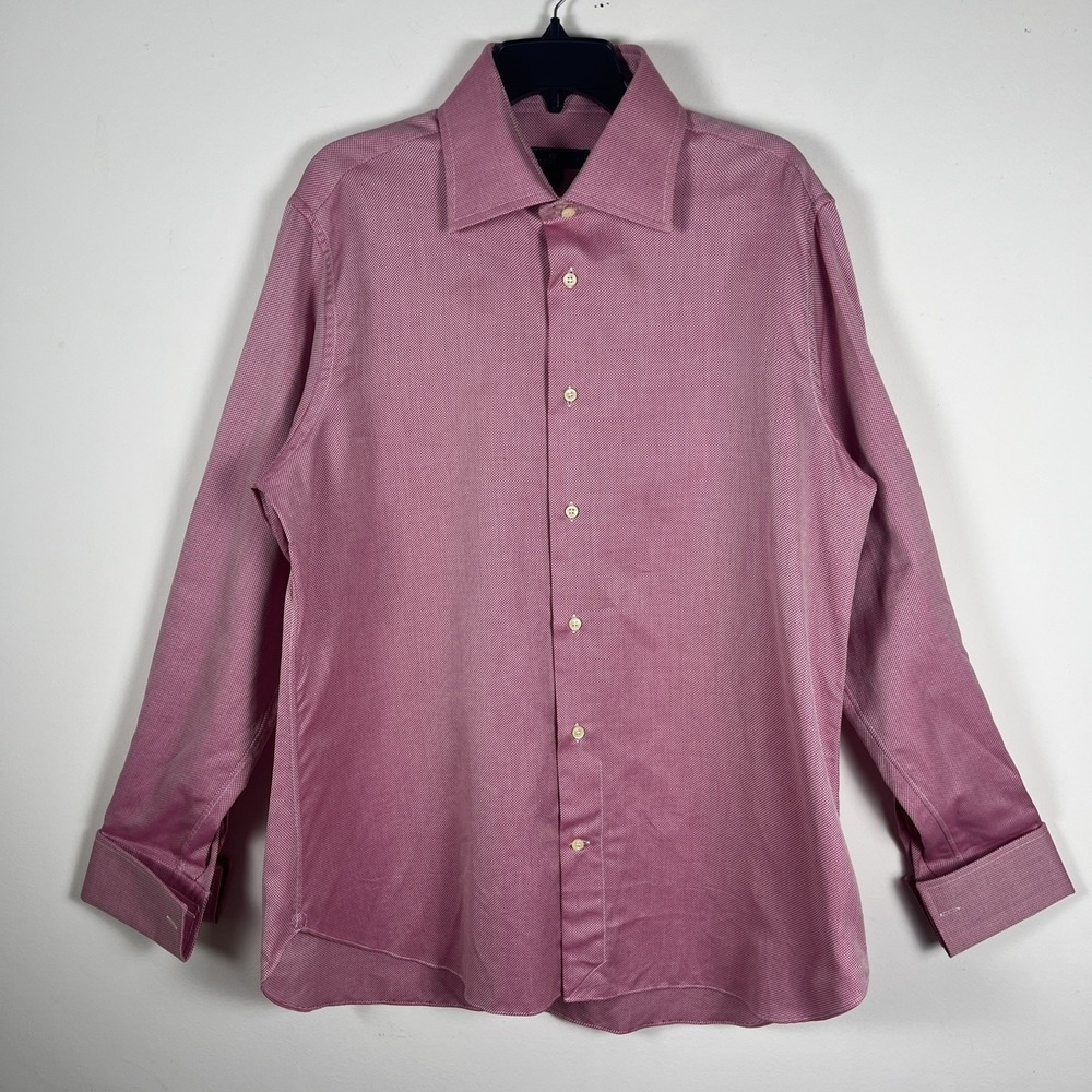 Eredi Pisano Mens Luxury Dress Shirt Long Sleeve Micro 18 XL Italy 100% Cotton